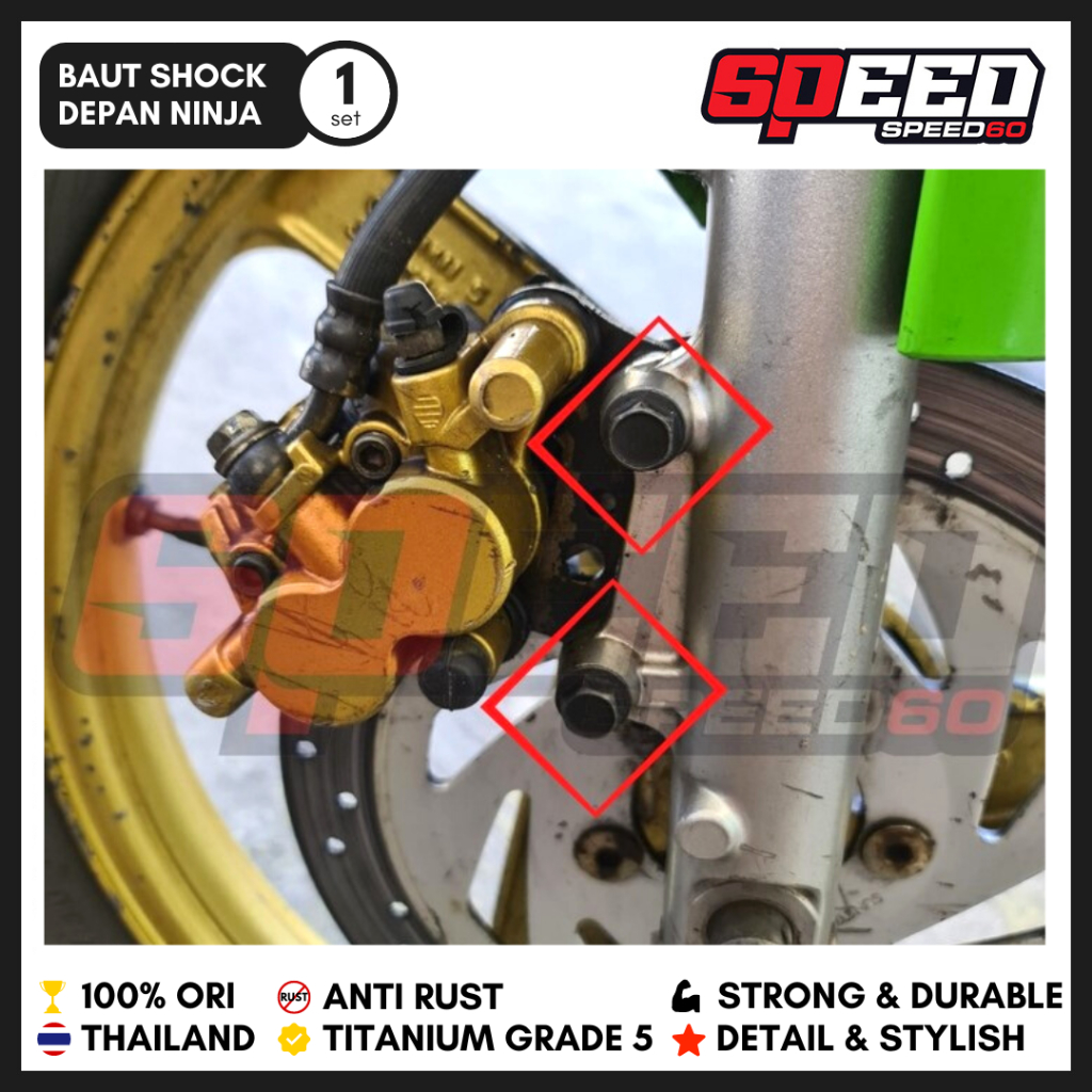 Jual Titanium Probolt Baut Tabung Shock Depan Ninja R RR Grade 5 King