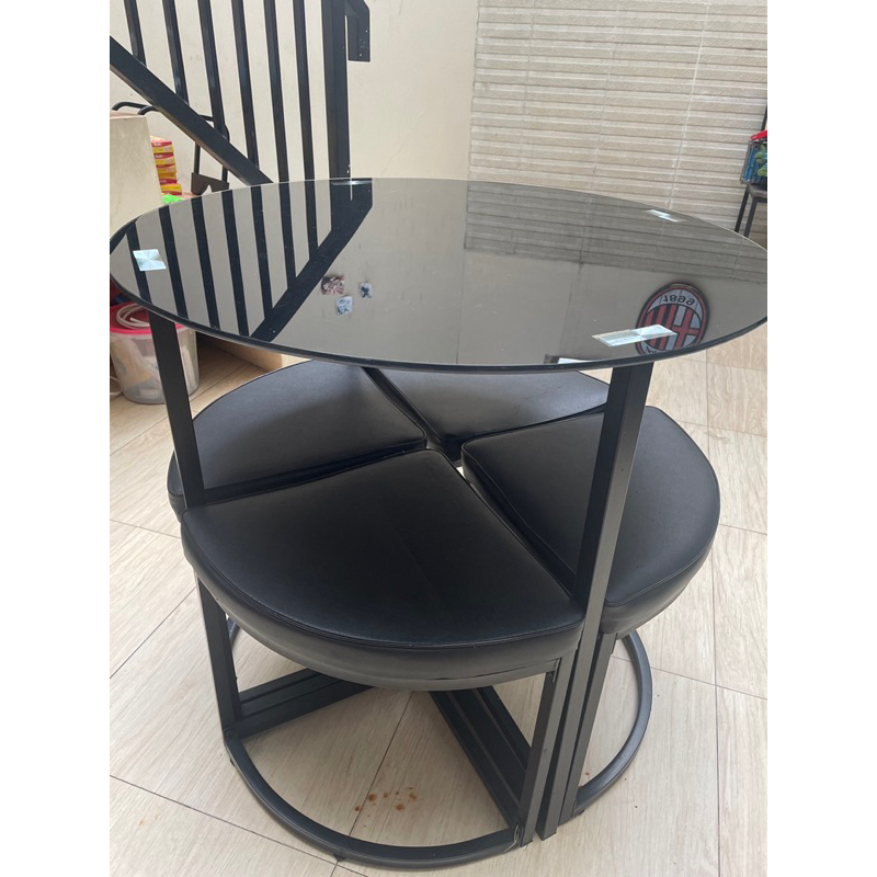 Jual ZEUS TABLE SET BlACK meja makan bulat informa dengan 4 bangku ...