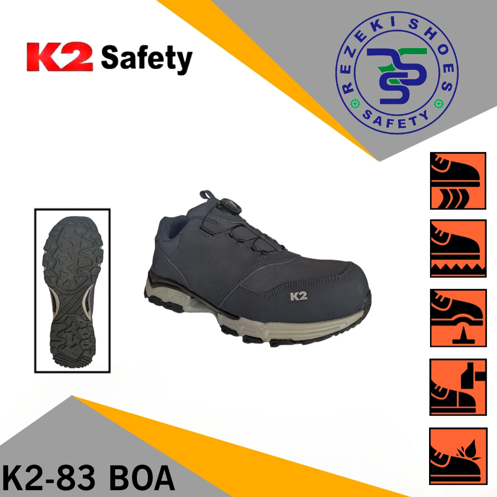 Jual Sepatu Safety K283 Navy BOA Safety Shoes K2 83 BOA Navy