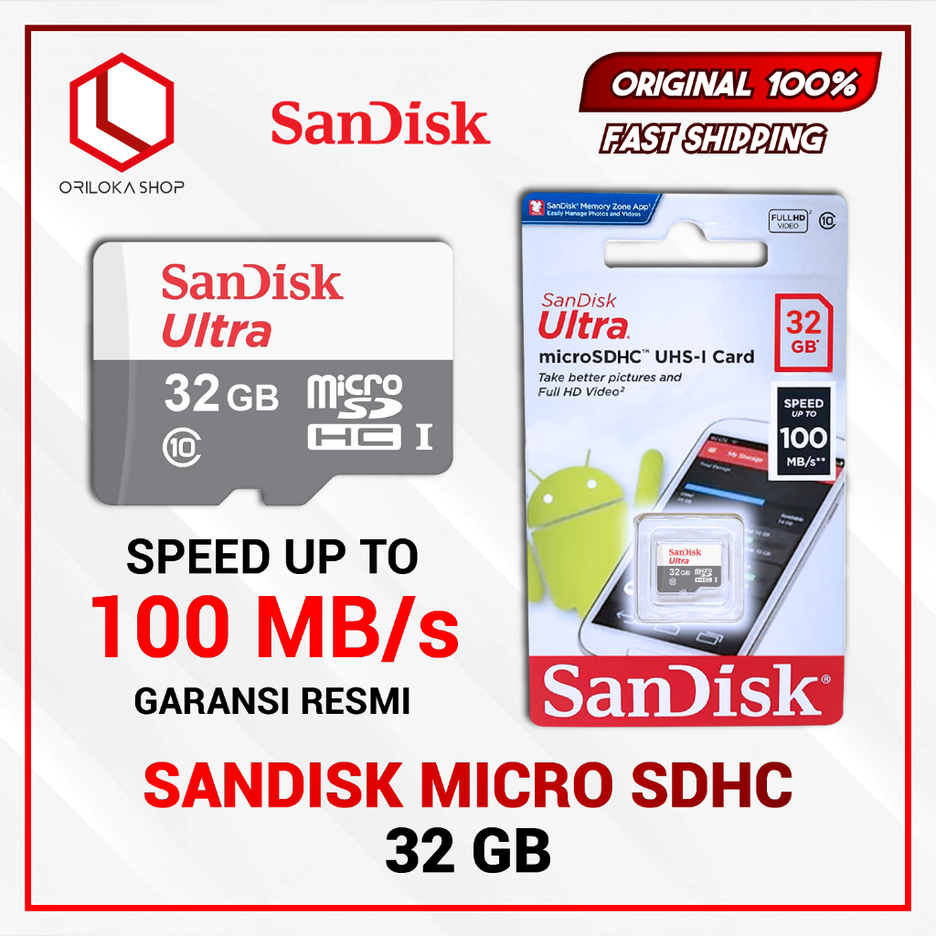 Kartu Memori Sandisk Class Sandisk SDHC Ultra Class 10 UHS-1