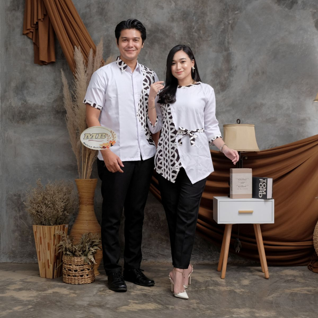 Jual Couple Batik/couple Blus Batik/blus/kemeja/couple Bluse Kombinasi ...