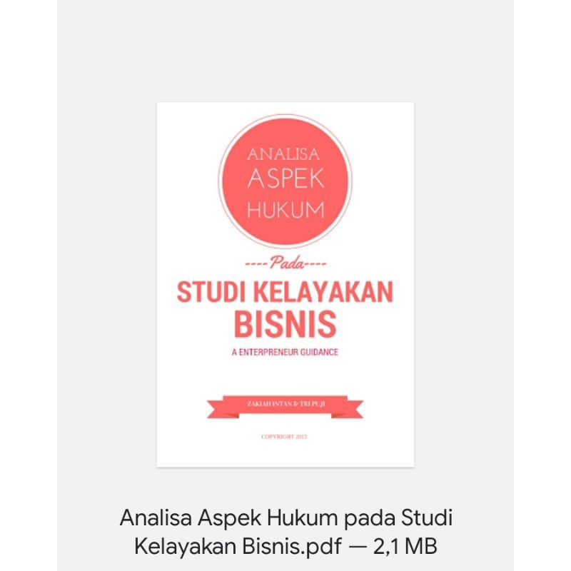 Jual Buku Digital Analisa Aspek Hukum Pada Studi Kelayakan Bisnis ...