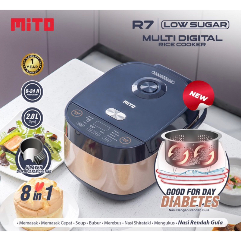 Jual Rice Cooker Mitochiba R7 2 liter Low Carbo 8 in 1 Shopee Indonesia