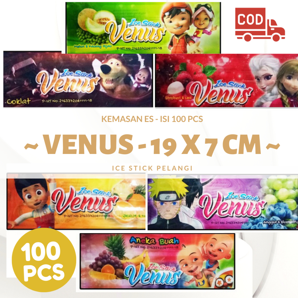 Jual Kemasan Es Setik Bungkus Es Cream Plastik Eskrim Stik Venus 100pcs Plastik Es Mambo 3x26 8326