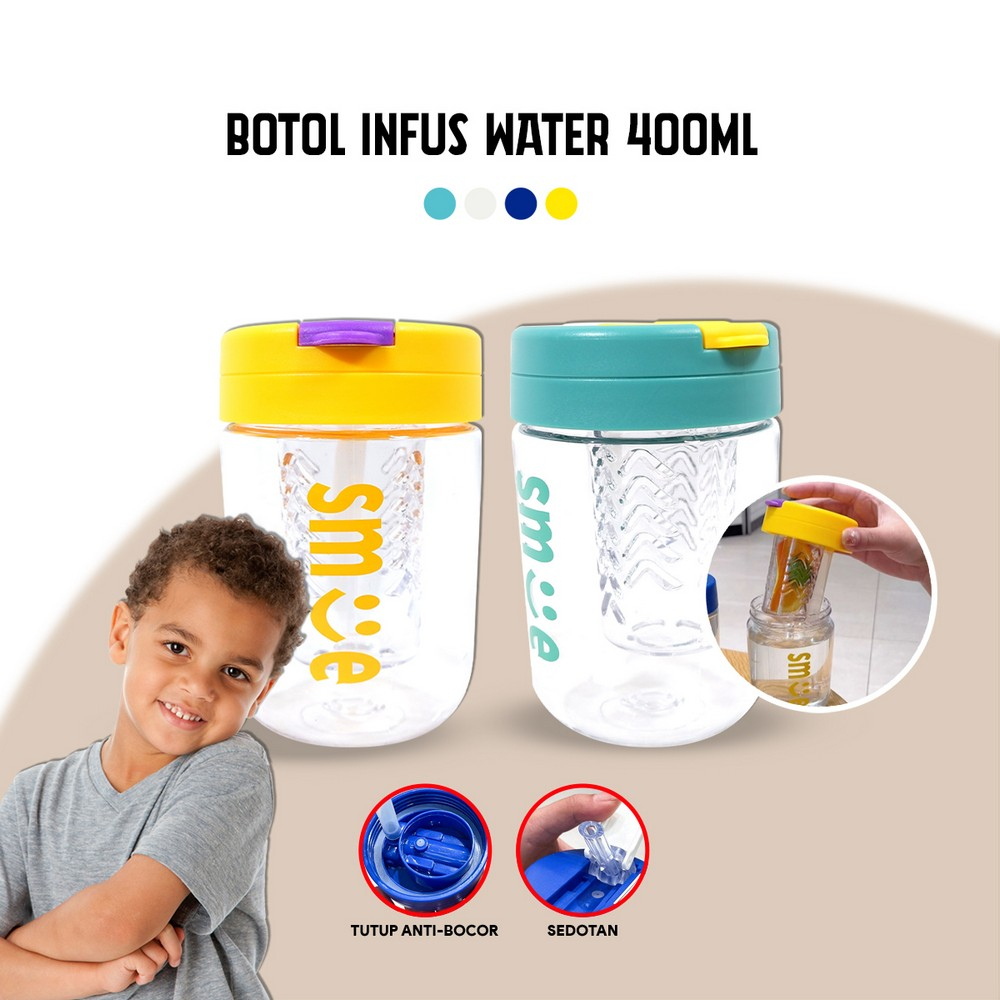 Jual Botol Minum Infus Water Transparan Minimalis 400ML Anti Tumpah ...