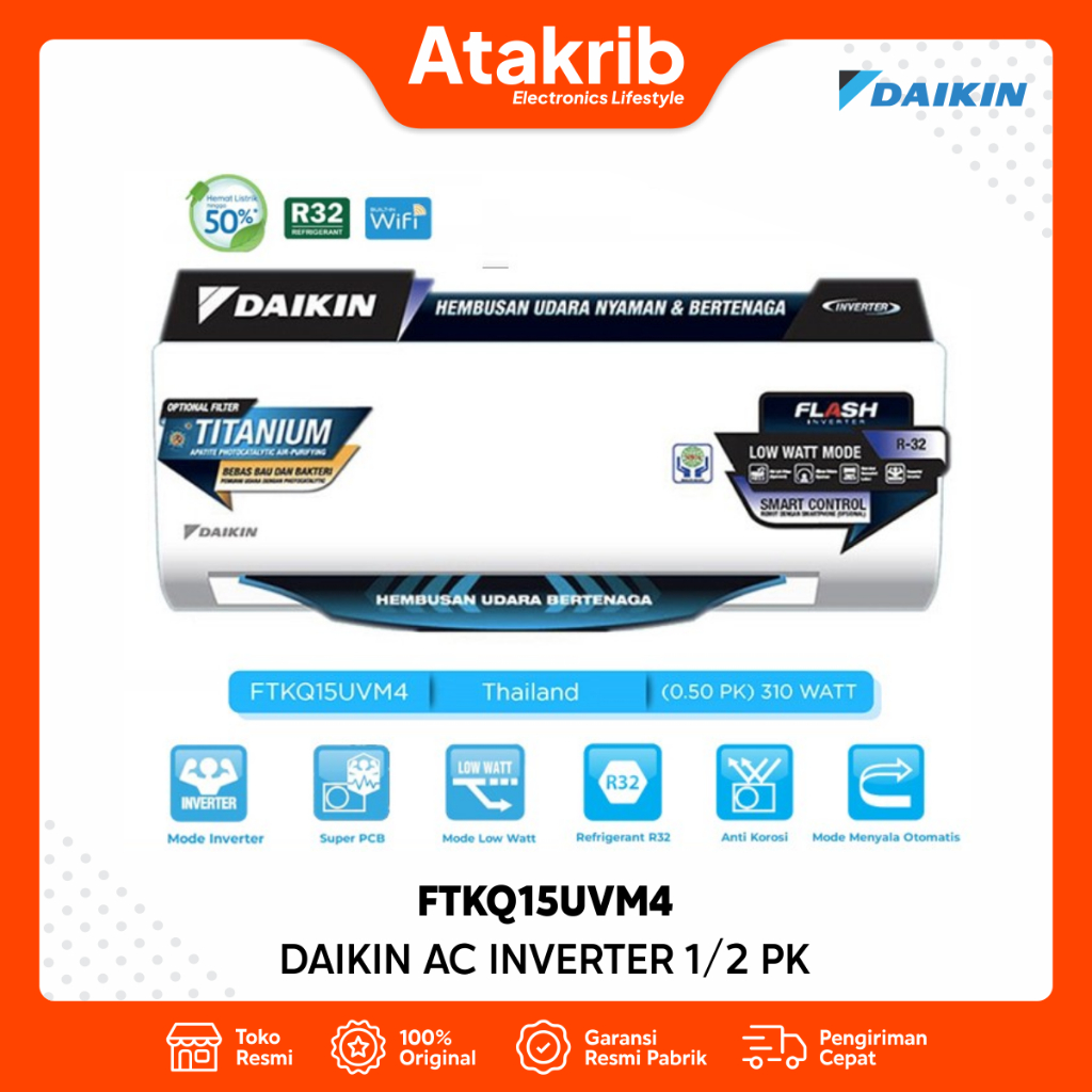 Jual Daikin Ac Inverter Pk Ftkq Uvm Shopee Indonesia