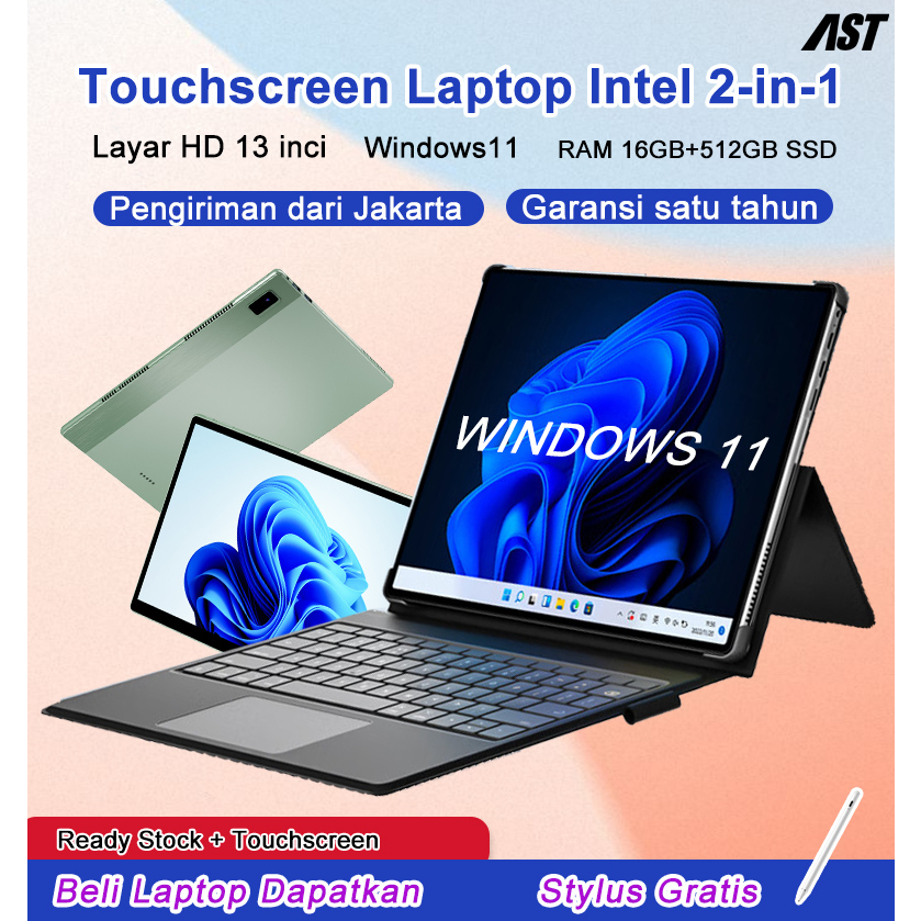 Jual Laptop 2in1 Touchscreen Windows 11 RAM16GB+512GB SSD Intel N5095