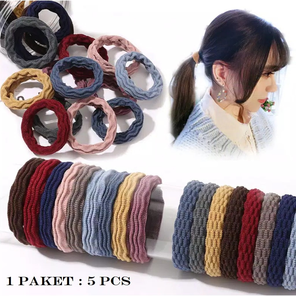 Jual 5 Pcs Ikat Rambut Fancy Korea Seri Karet Gelombang dan Kotak ...