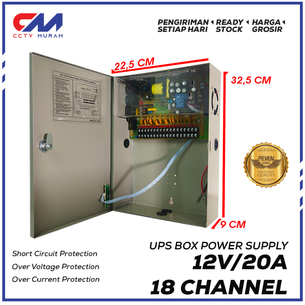 Jual Power Supply UPS Box 12V 20A 18 Channel/UPS Box 12V 10A 18 Channel