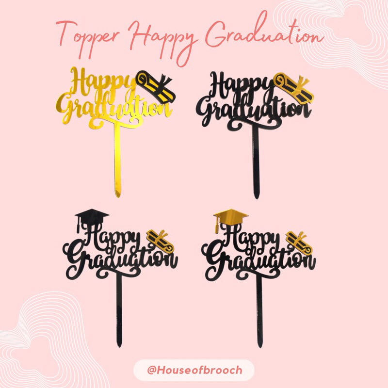 Jual [HOB] Topper Kue Happy Graduation / Topper Lulus Sekolah Shopee