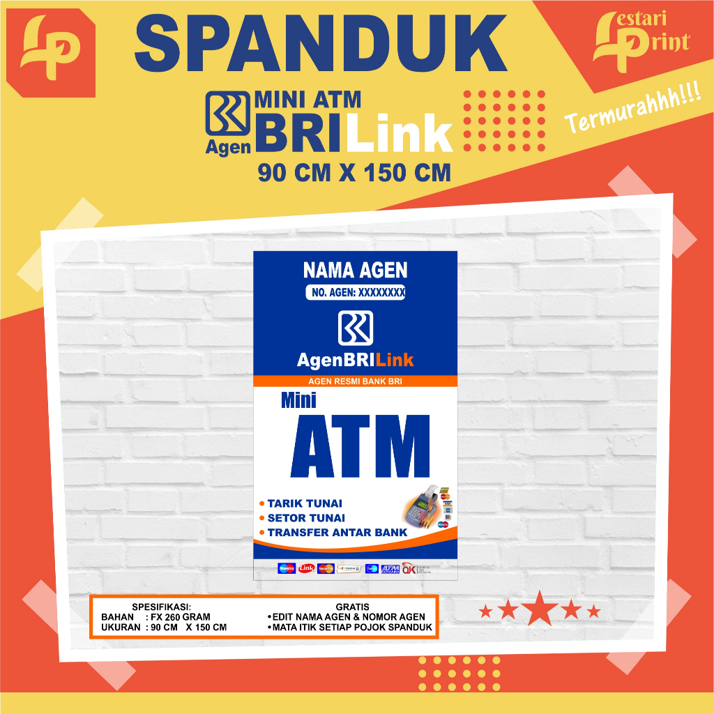 Jual SPANDUK BANNER MINI ATM BRILINK 90CM X 150CM | LESTARI PRINT ...