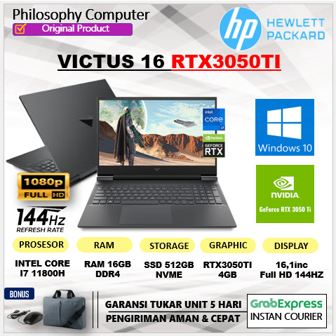 Jual HP Victus 16 Gaming Laptop, RTX3050TI 4GB/ I7 11800 16GB 512GB SSD ...