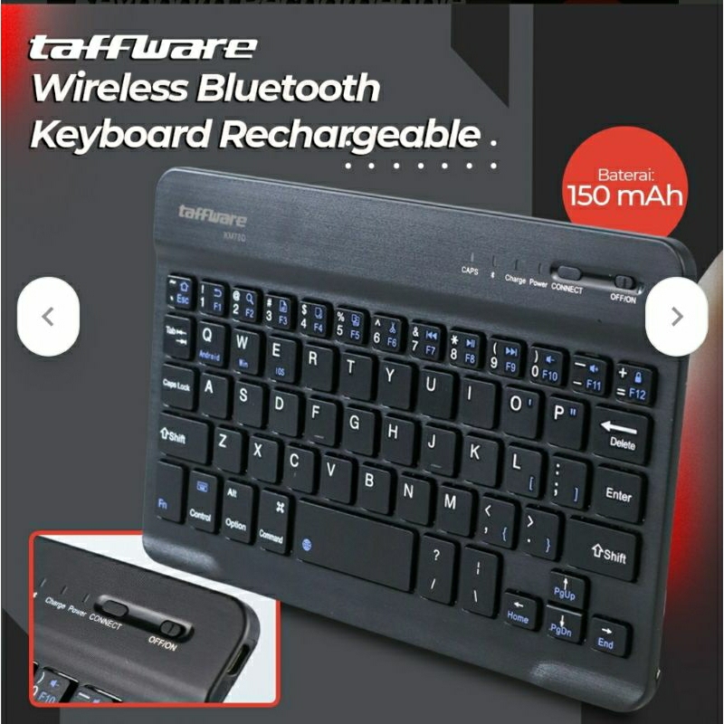 Jual Taffware Wireless Bluetooth Keyboard mini slim Rechargeable ...