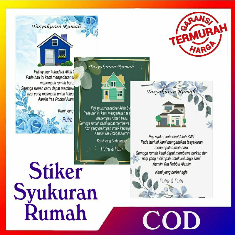 Jual stiker / kartu tasyakuran pindahan rumah baru syukuran pindah