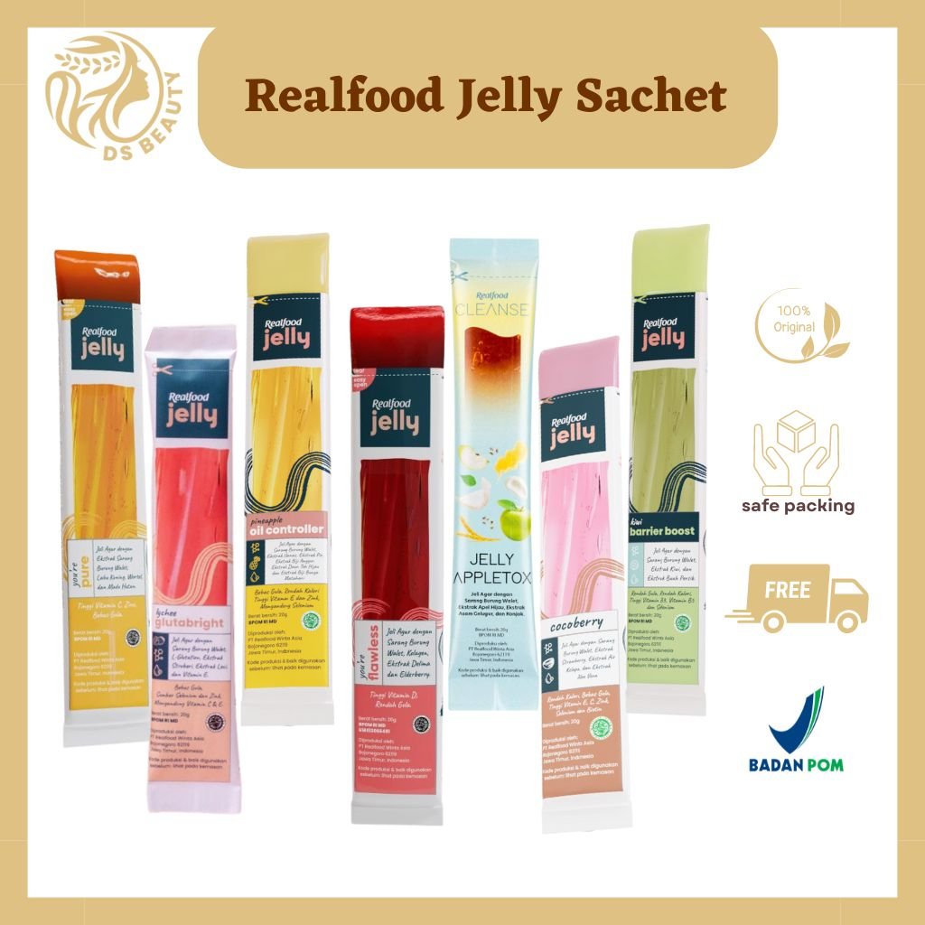 Jual Realfood Jelly Sachet Glutabright/Flawless/Pure/Appletox/Kiwi