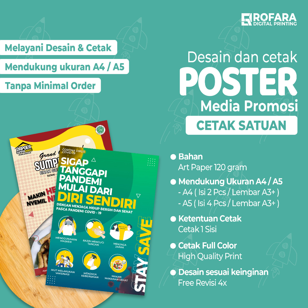 Jual Poster Art Paper 120 gram Cetak Satuan Ukuran A4 / A5
