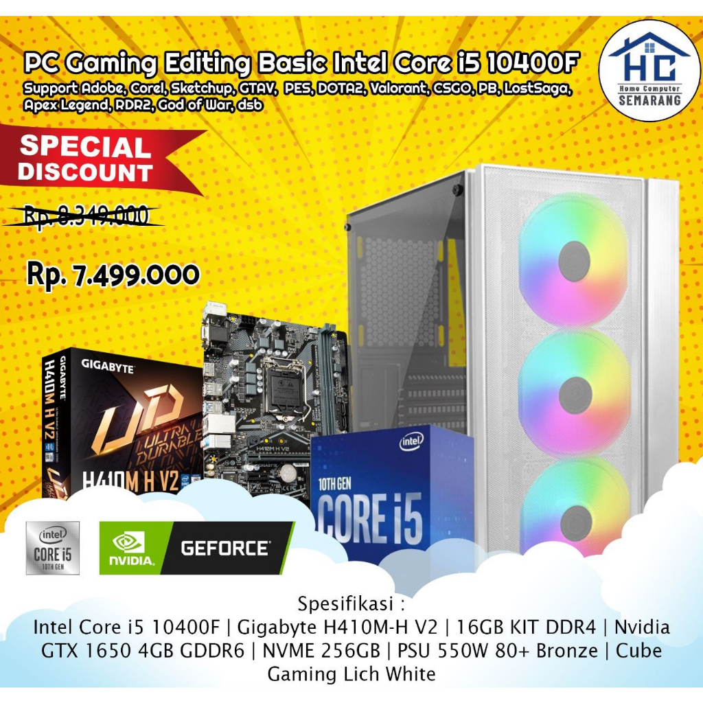 Jual Pc Custom Gaming Editing Render Intel Core I5 Gen 10 Ram 16gb Ssd 256gb Gtx 1650 Shopee 7458