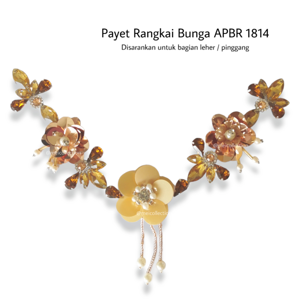 Jual Payet Rangkai Leher Bunga 3d Rose Gold Permata Kristal Apbr 1814