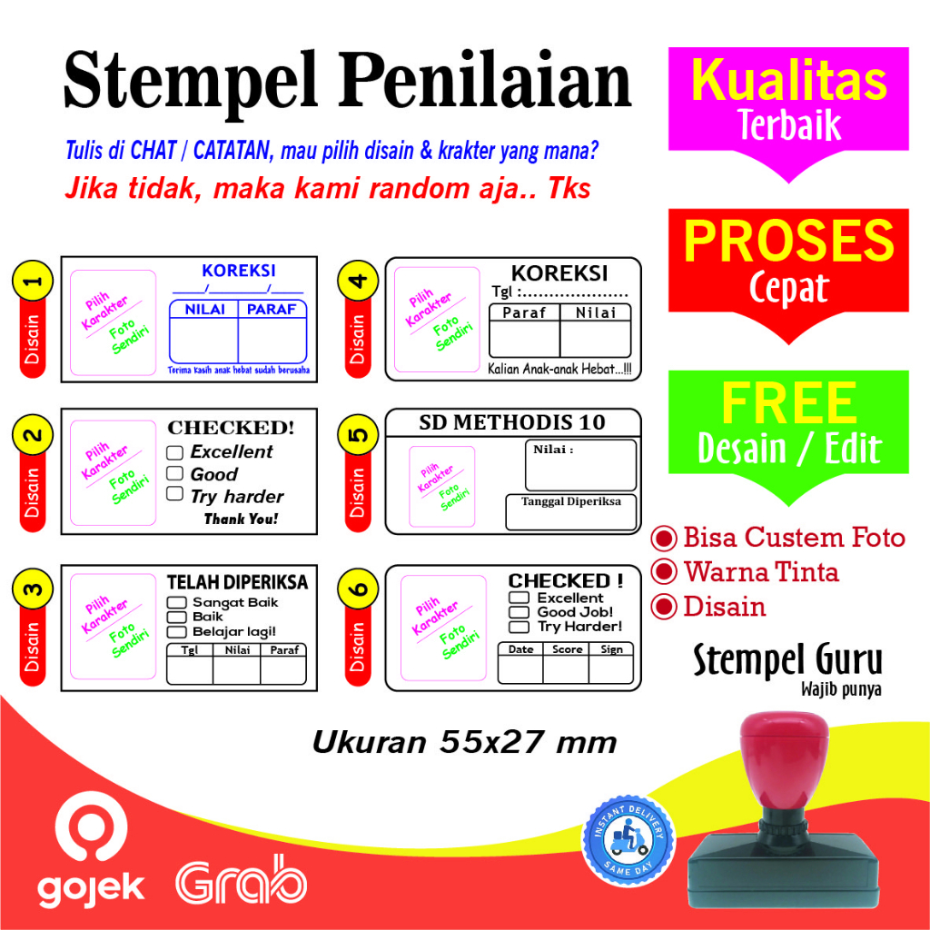 Jual Stempel Nilai Guru Stempel Checked Stempel Reward Bisa Custom Suka Suka Shopee Indonesia