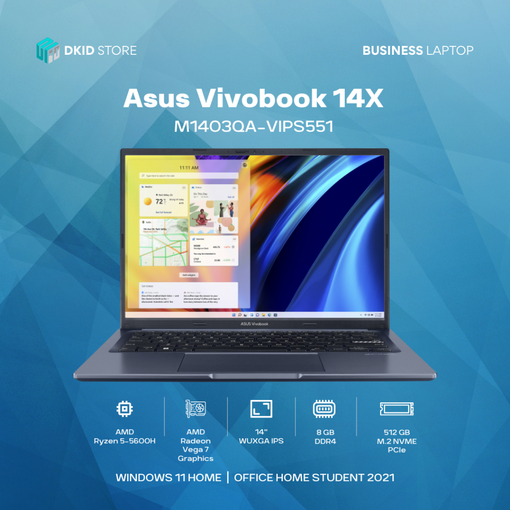 Jual Asus Vivobook 14x M1403qa Vips551 Amd Ryzen 5 5600h8gb512gb Ssd14″ Wuxga Ipswin 11 9477