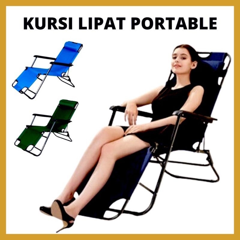 Jual Kursi Lipat Santai Portable Kursi Malas Tempat Tidur Folding Bed Kursi Outdoor Indoor Kursi