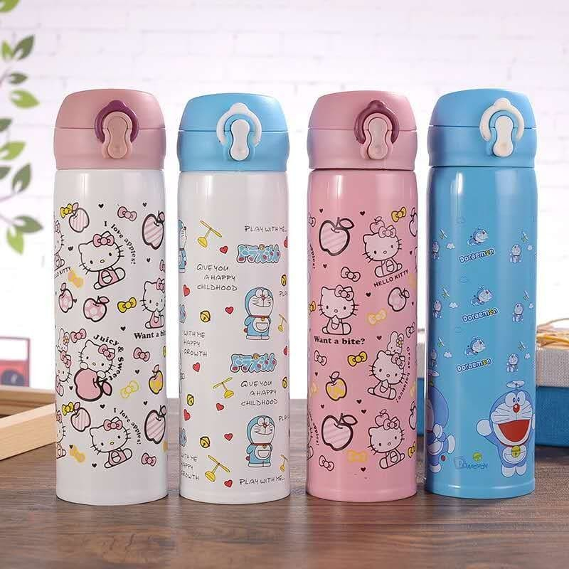 Jual Termos Kancing Safety Lock Karakter Doraemon Motif Hello Kitty 500 Ml Thermos Tahan Panas 9746