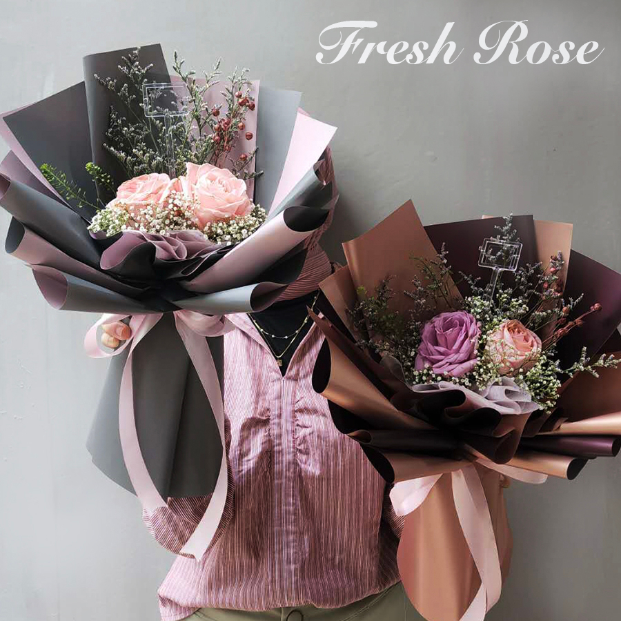 Jual Herflorist Fresh Flower Double Roses Bouquet Buket Bunga Mawar Asli Buket Fresh Flower 