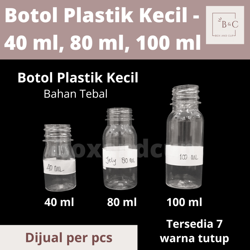 Jual Botol Plastik Kecil Bening Tebal Ukuran 40 ml, 80 ml, 100 ml untuk ...