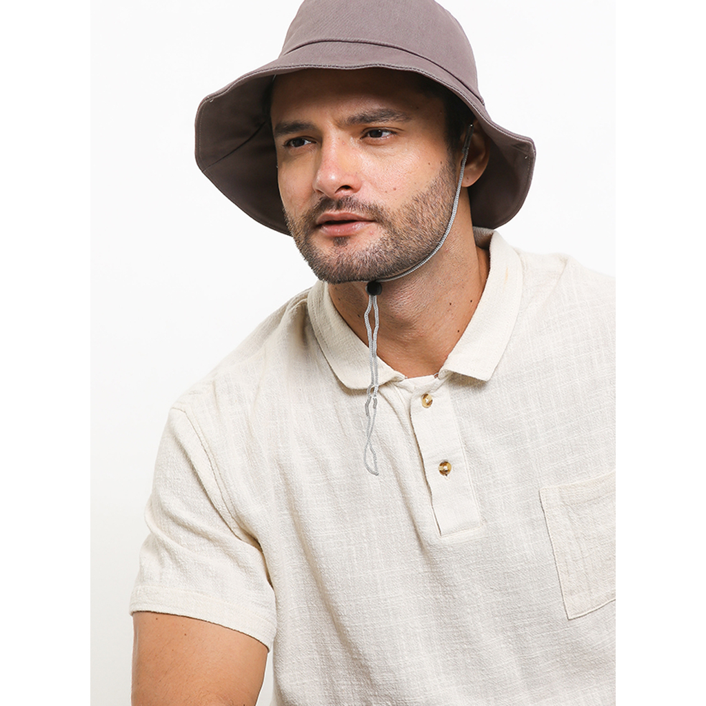 Jual Urban State - Basic Cotton Bucket Hat with String - Grey | Shopee ...