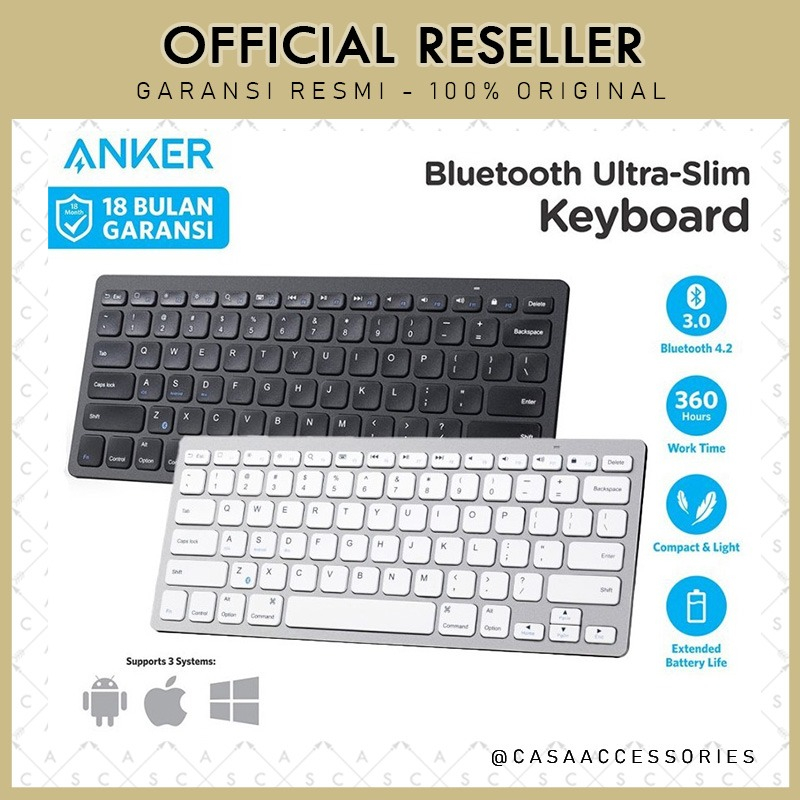 Jual Anker Universal Bluetooth Keyboard Ultra Slim Android Tab iOS