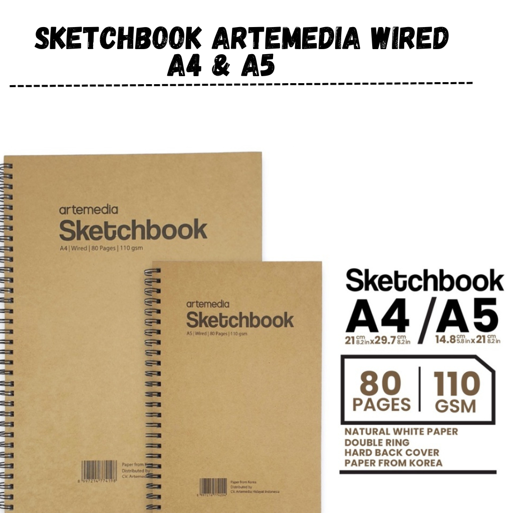 Buku Sketsa Artemedia Sketchbook Wired A5 A4 Craft Cover Jilid Spiral