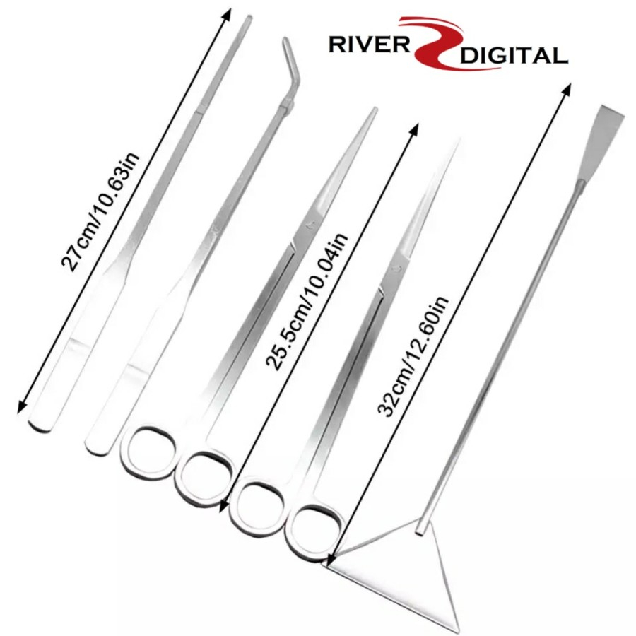 Jual 5 in 1 tool set aquascape aquarium gunting lurus bengkok pinset ...