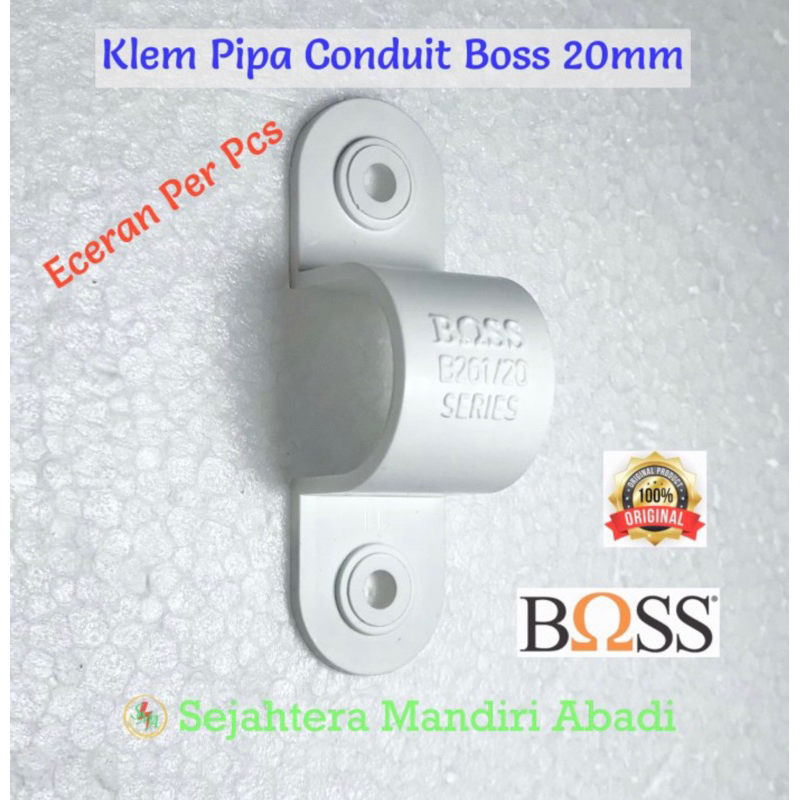 Jual Klem Boss 20mm Pipa Listrik Putih Clamp Conduit Eceran Per Pcs