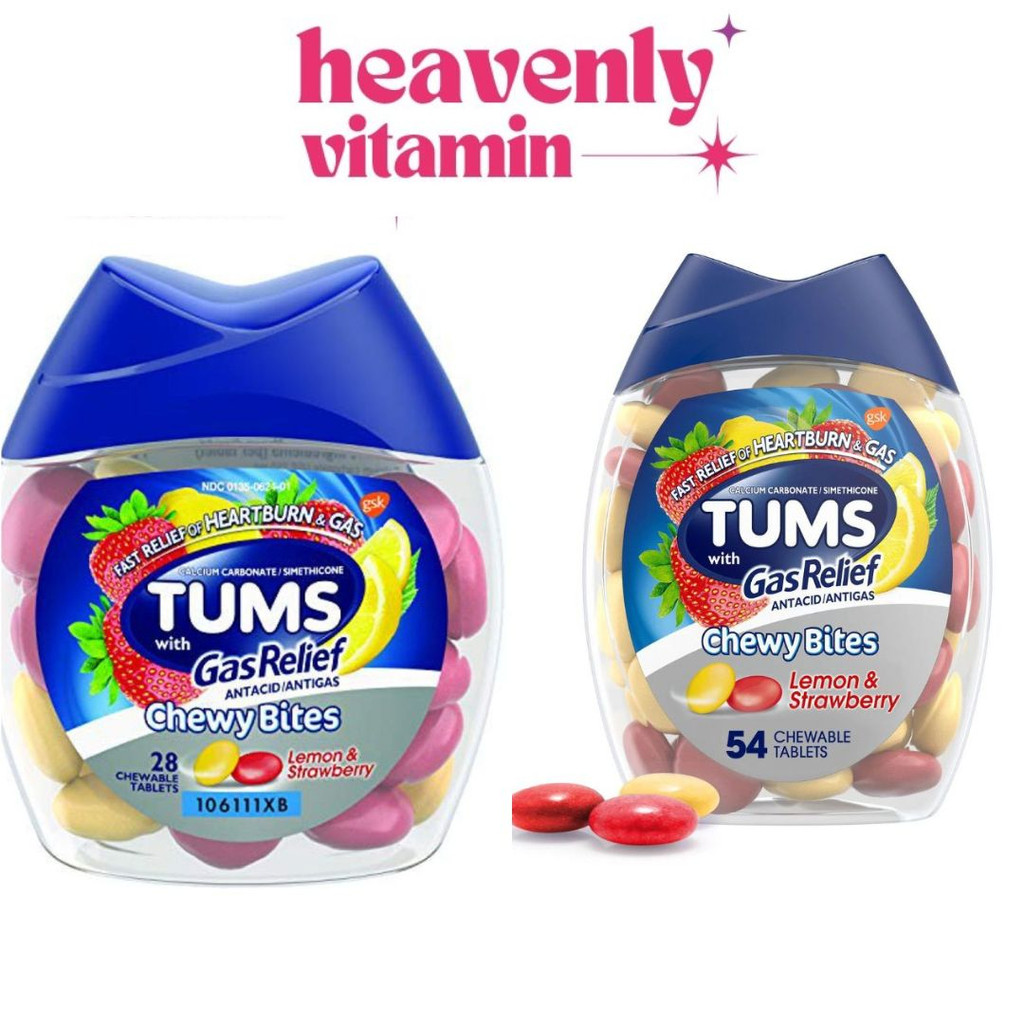 Jual Tums Gas Relief Chewy Bites Lemon & Strawberry Isi 28 & 54