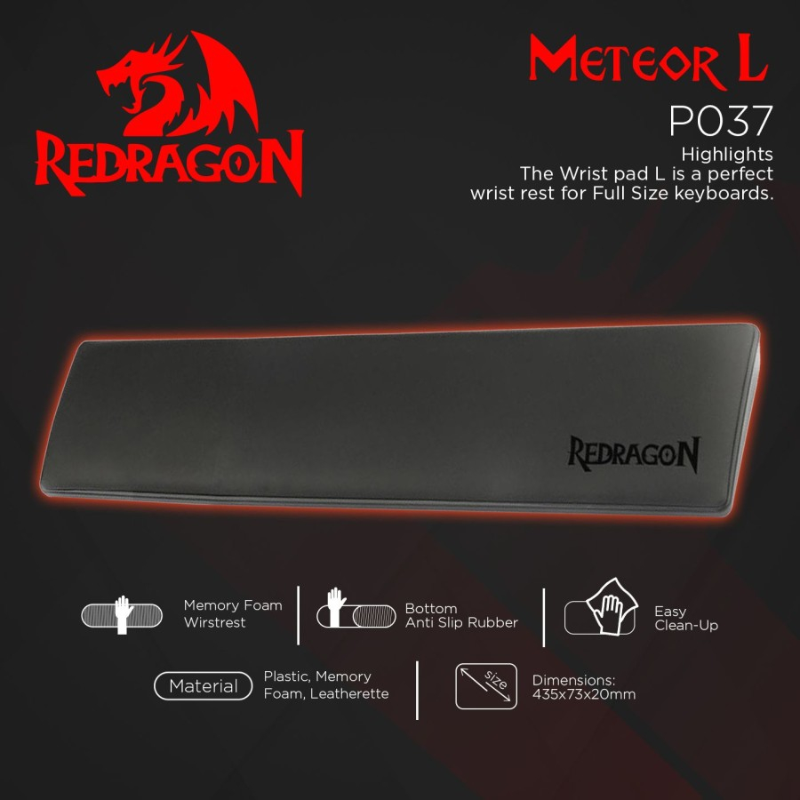 Jual Redragon Gaming Wrist Rest Pad Full Size Keyboard METEOR L - P037 ...