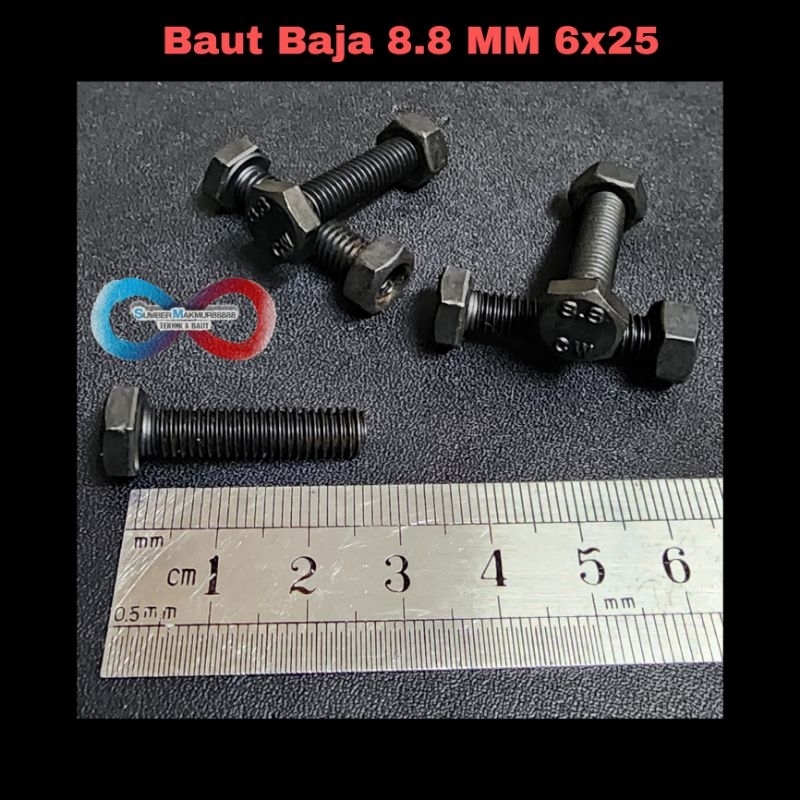 Jual Baut Mur Baja Htb (grade 8.8) 6x25 Mm FULLDRAT | Shopee Indonesia