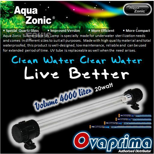 Jual Aqua Zonic Uv006 Lampu Uv Celup Kolam 20watt Aquazonic Submersible