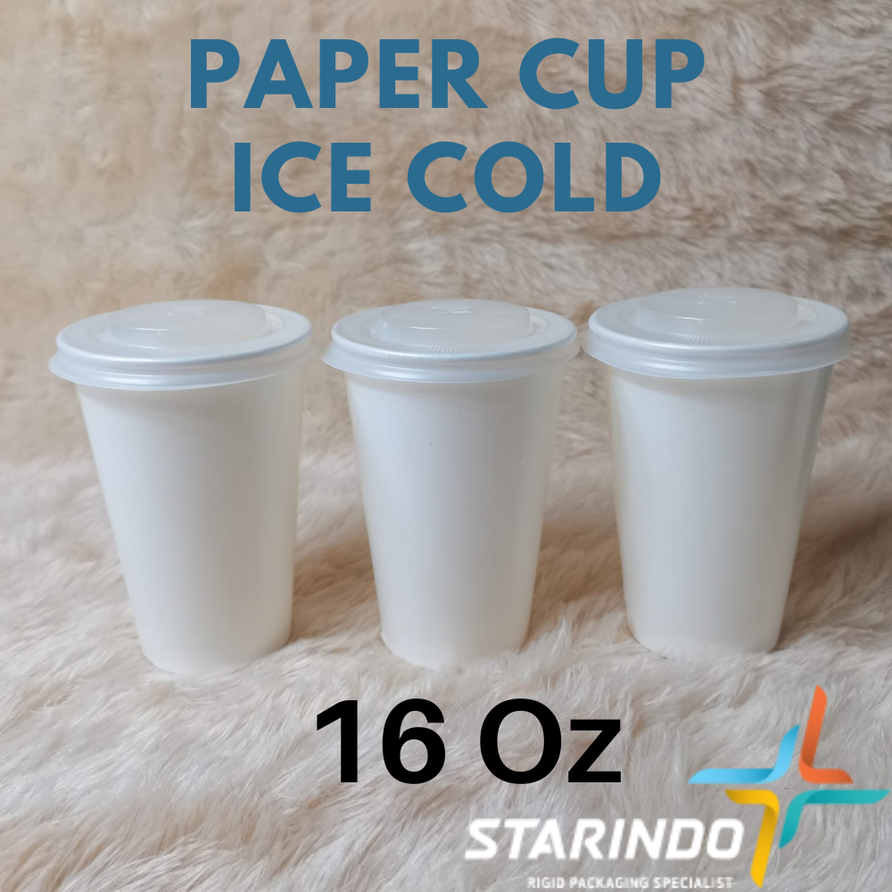 Jual Paper Cup Ice Cold 16 Oz Starindo / Gelas Paper Cup 16oz Minuman ...