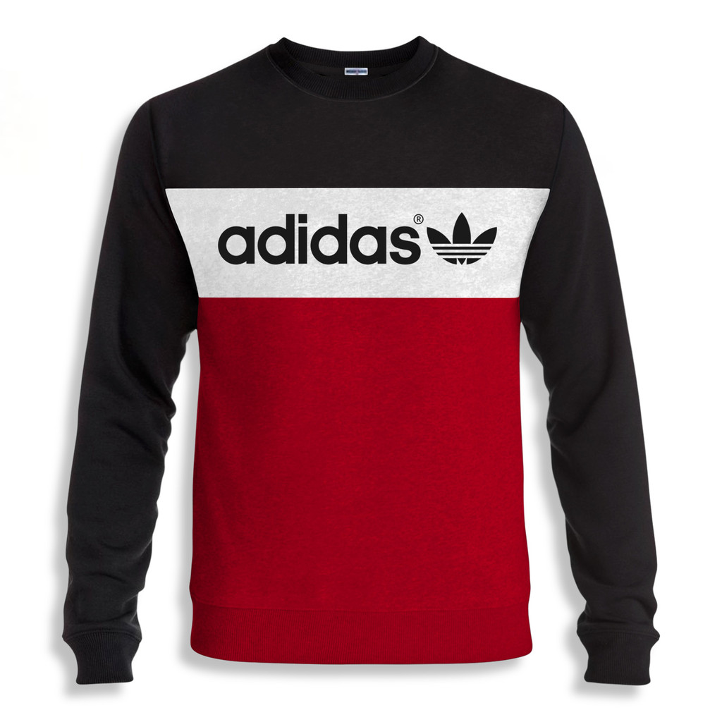 Sweater Crewneck Adidas Basic Oversize Casual Long Sleeve Pria Big Size S  M L XL XXL 3XL 4XL 5XL