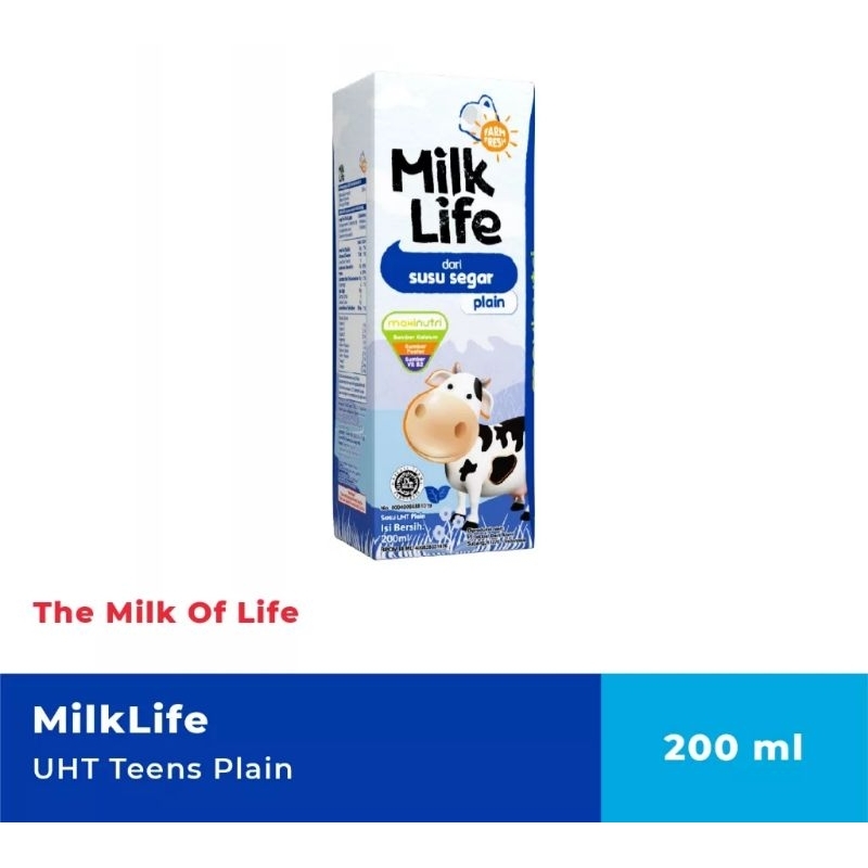 Jual 14 Susu Milk Life UHT Teens Plain Milk rasa Original 200ml Shopee Indonesia