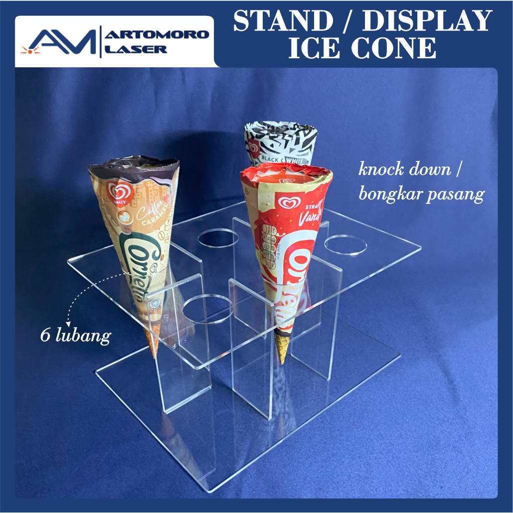Jual STAND DISPLAY ICE CREAM CONE GELATO ACRYLIC RAK ES KRIM HOLDER ICE