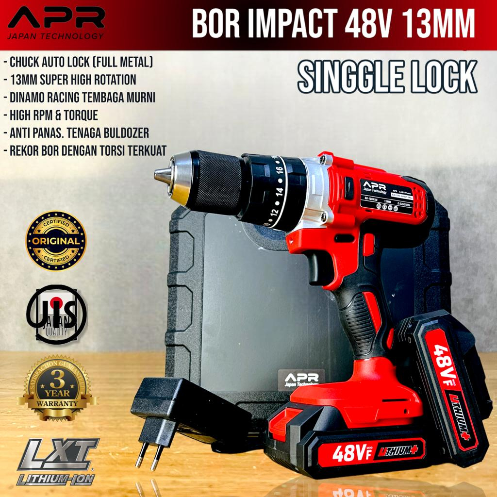 Jual Bor APR Japan 48V 13mm Red Edition Impact Drill Cordless Chuck ...