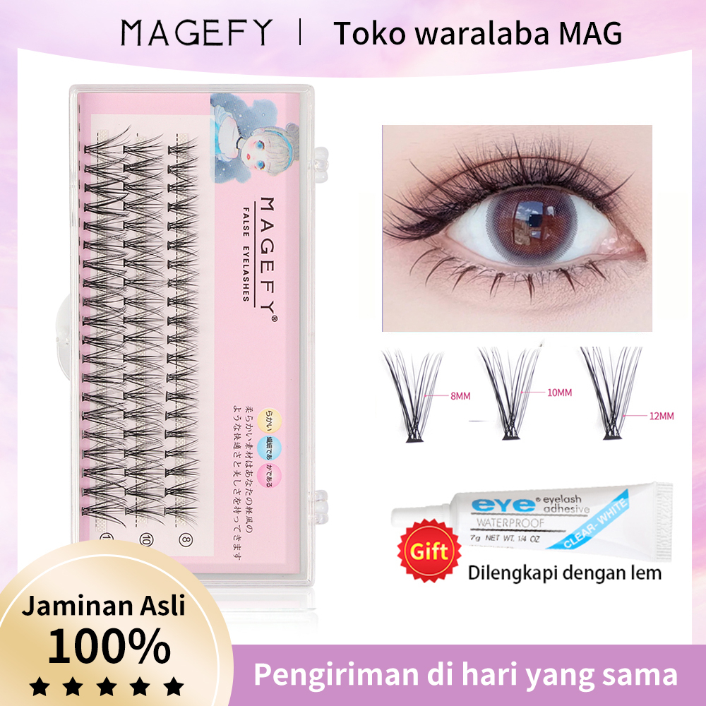 Jual Magefy Peri Kecil Bulu Mata Palsu Tanam Paket Eyelashes Extension D Lentik Natural Fish