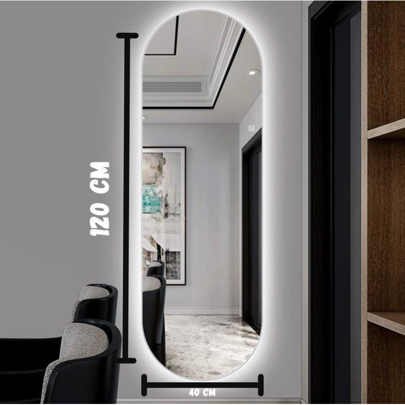 Jual Kaca Cermin LED Oval Aesthetic / WALL MIRROR LED Tempel Tembok ...