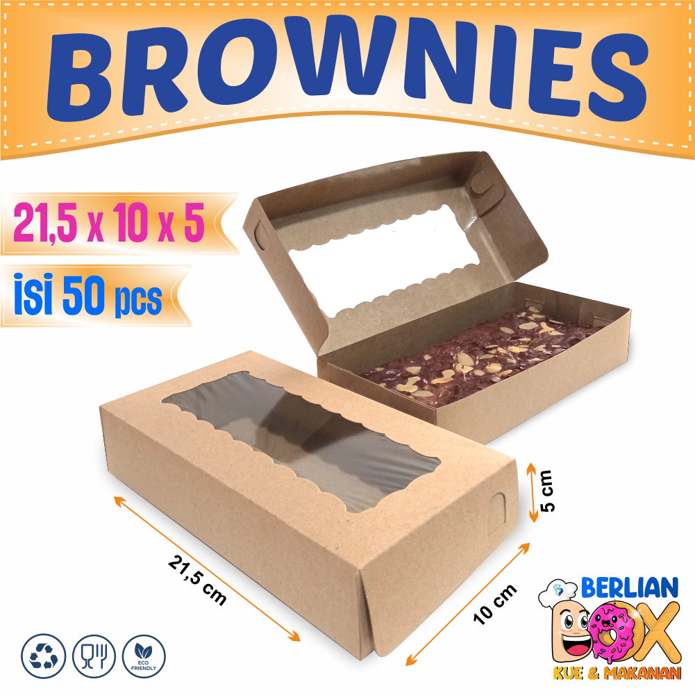Jual Dus Brownies Box Brownies Kraft 215x10x5 Box Brownies Jendela Dus Kue Kraft 50 Pcs 8880