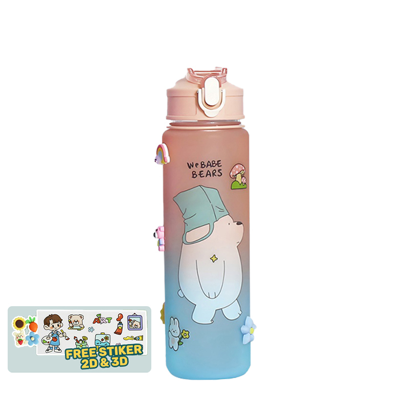 Jual Bottle Bear 900ML / Free Sticker 2D & 3D / Botol Warna Gradasi ...