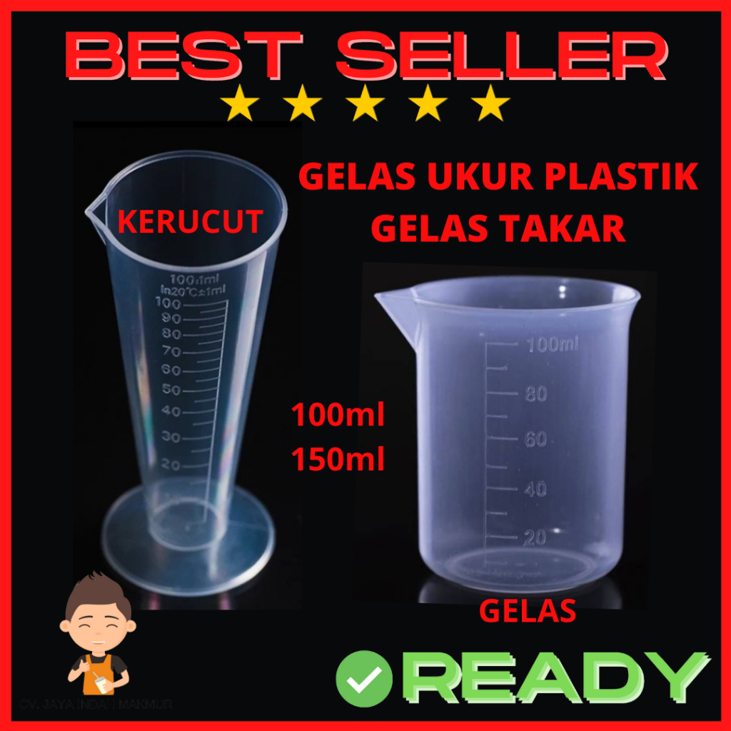 Jual Gelas Takar Ukur 100ml 150ml Plastik Bening Transparan Measuring Cup Plastic Jigger 2289