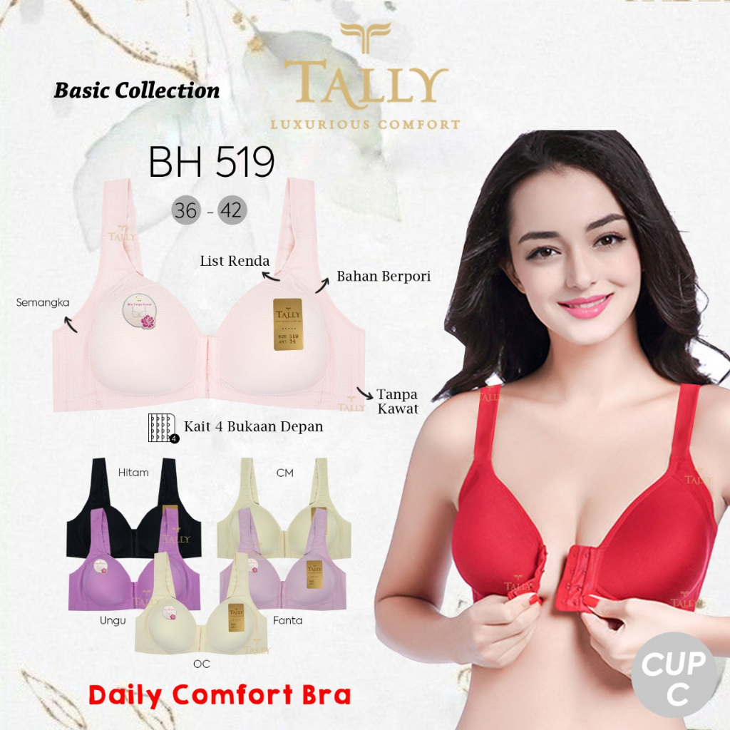 TALLY Bra Set Ada Kawat Bahan Stretch Pori Busa Tipis Cup B Polos BH 304 /  2210