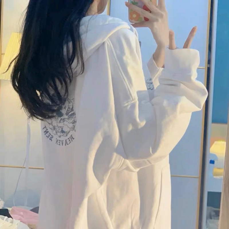 Jual Angel Sent Hoodie Jacket outer brandy melville putih white jaket