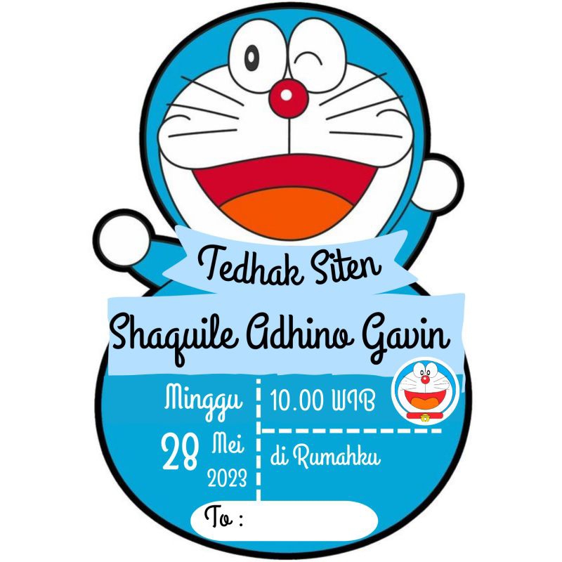 Jual undangan custom karakter doraemon/undangan ulang tahun anak